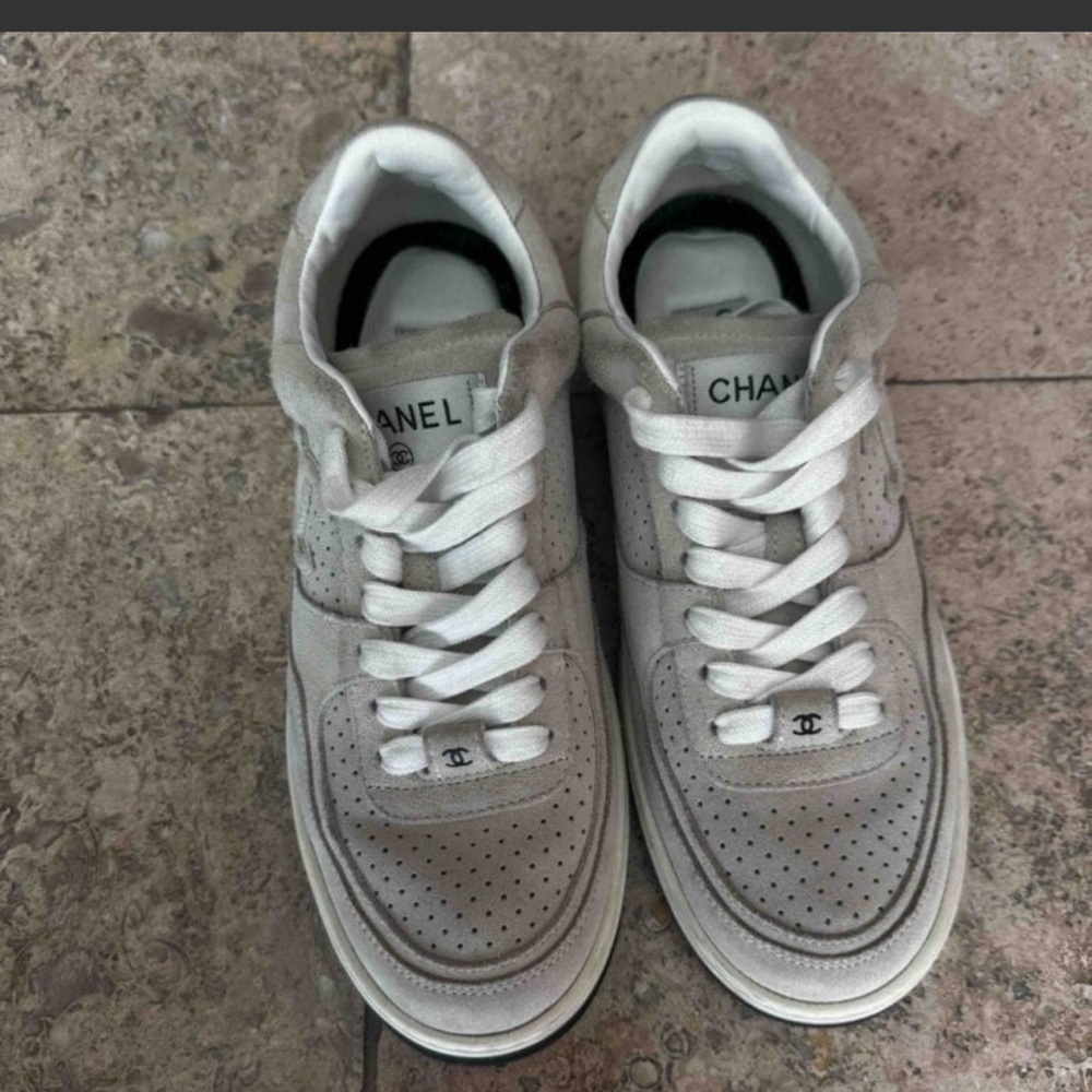 CHANEL suede Cream Sneakers